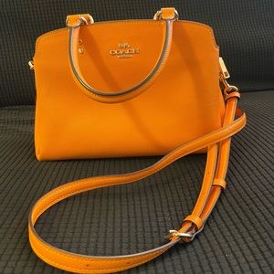 Coach Orange Lilly Crossgain Leather Mini Lilly Carryall